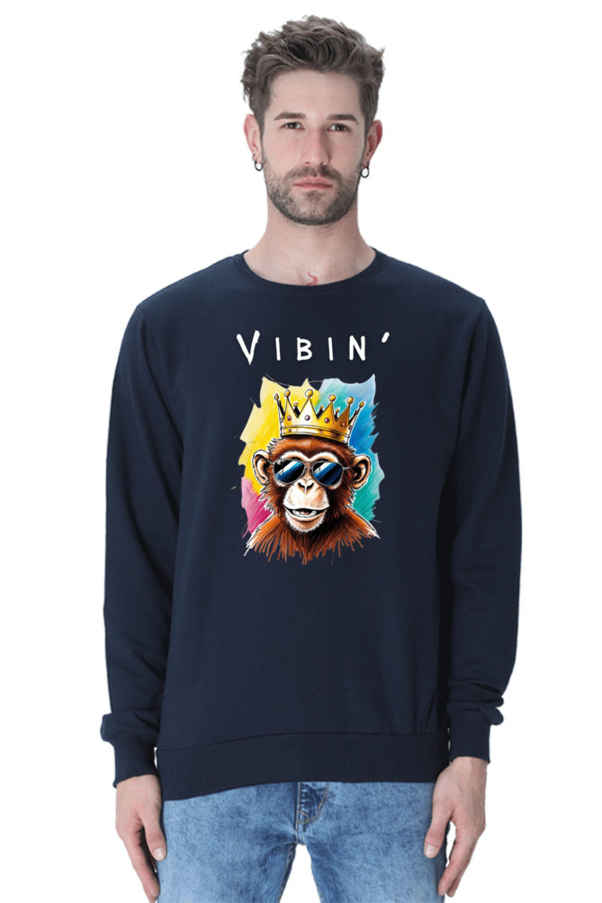 MEN || SWEATSHIRT || STREETWEAR || STREET ART || POSITIVE VIBES || BLACK COLOUR || MONKEY || WINTER WEAR || FASHION