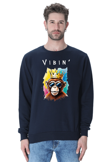 MEN || SWEATSHIRT || STREETWEAR || STREET ART || POSITIVE VIBES || BLACK COLOUR || MONKEY || WINTER WEAR || FASHION