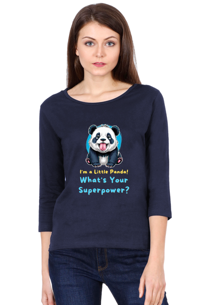 WOMEN || ROUND NECK FULL SLEEVE T-SHIRT || CUTE PANDA || FUNNY QUOTES || PANDA BEAR || VECTOT ART || ANIMAL PRINT || ANIME || FASHION || LITTLE PANDA || GIFT FOR HER