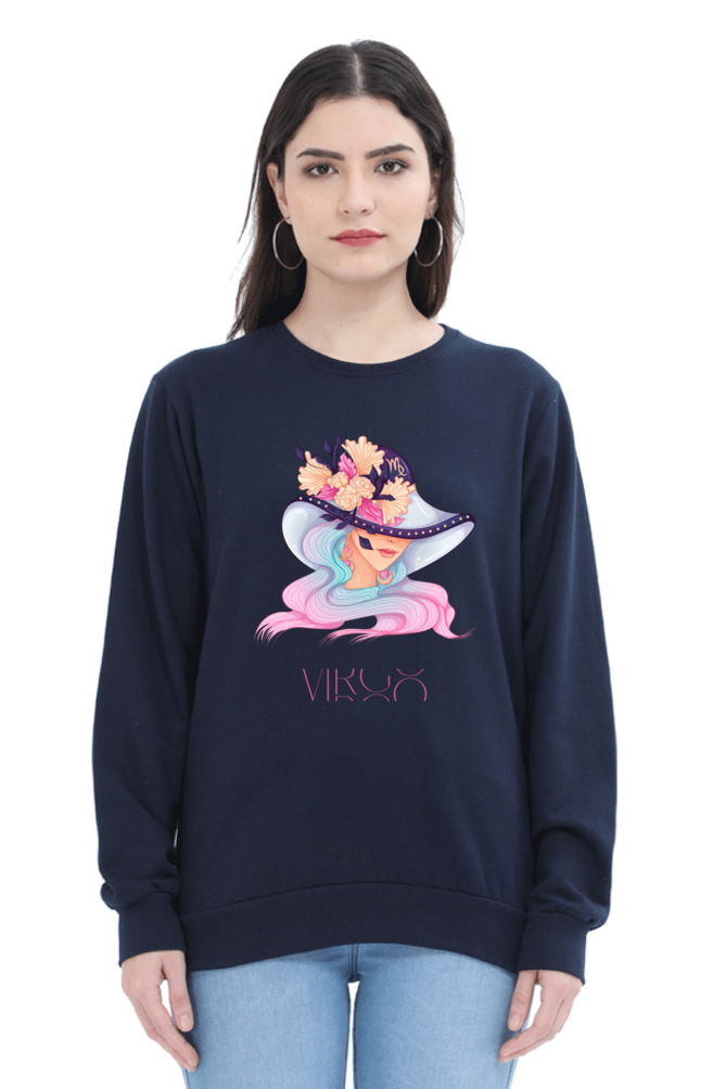 WOMEN || SWEATSHIRT || ZODIAC SIGN || ASTROLOGY || VIRGO || FLORAL PRINT || VECTOR ART || COSMIC || BIRTHDAY || GIFTS FOR HER