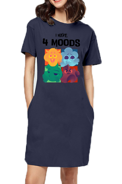 WOMEN || T-SHIRT DRESS || MOOD SWINGS || HUMOR || QUIRKY || GRAPHIC DESIGN || FUNNY QUOTES || GIFT FOR HER