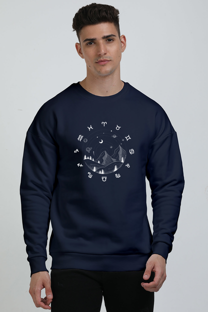 MEN || OVERSIZED SWEATSHIRT || SPACE GRAPHIC || STARS AND PLANETS || COSMIC DESIGN || ZODIAC SIGNS || MOUNTAIN || ASTROLOGY