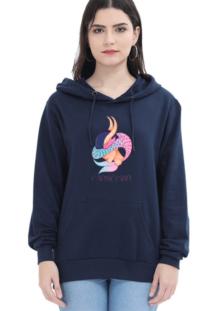 WOMEN || HOODIE SWEATSHIRT || ZODIAC SIGN || ASTROLOGY || CAPRICORN || EARTH || VECTOR ART || MERMAID || HORNED GOAT || BIRTHDAY || GIFT FOR HER