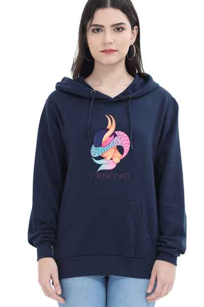 WOMEN || HOODIE SWEATSHIRT || ZODIAC SIGN || ASTROLOGY || CAPRICORN || EARTH || VECTOR ART || MERMAID || HORNED GOAT || BIRTHDAY || GIFT FOR HER