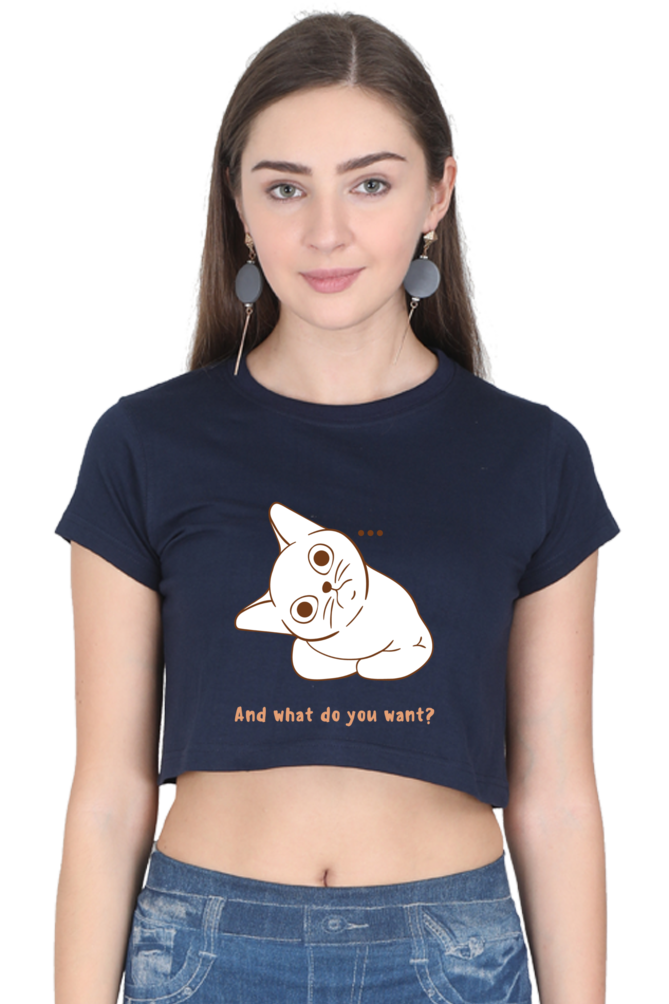 WOMEN || CROP TOP || CAT || ANIME || ANIMAL PRINT || CAT LOVER || CUTE CAT || KITTEN || FUNNY || ANIMAL LOVER || QUIRKY || CAT MEME || GRAPHIC DESIGN || GIFT FOR HER