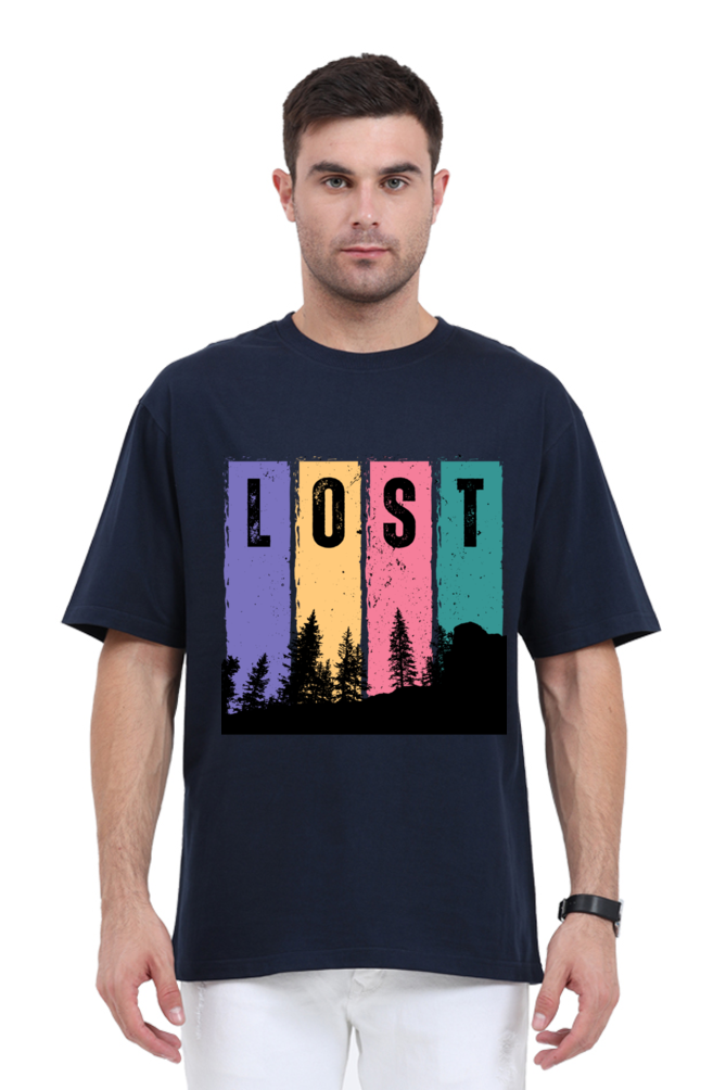 MEN || ROUND NECK OVERSIZED CLASSIC T-SHIRT || TRAVEL || LOST