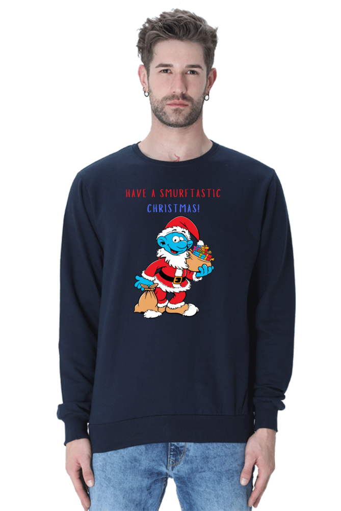 MEN || SWEATSHIRT || FUNNY QUOTES || MERRY CHRISTMAS || SMURFS || SANTA CLAUS || CARTOON CHARACTER || SMURF SANTA || HOLIDAY FASHION || CHRISTMAS GIFTS || WINTER WEAR