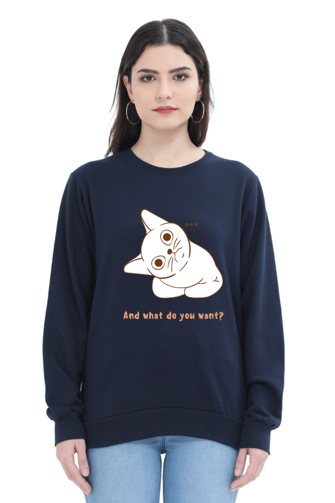 WOMEN || SWEATSHIRT || CAT || ANIME || ANIMAL PRINT || CAT LOVER || CUTE CAT || KITTEN || FUNNY || ANIMAL LOVER || CAT MEME || GRAPHIC DESIGN || GIFT FOR HER || WINTER WEAR