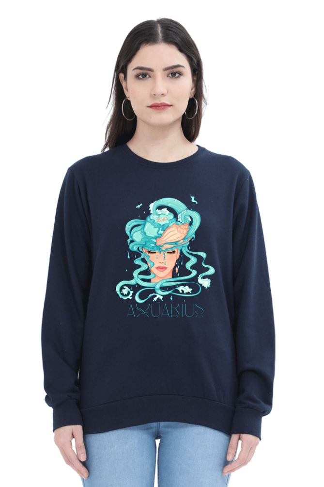 WOMEN || SWEATSHIRT || ZODIAC SIGN || ASTROLOGY || AQUARIUS || CONFIDENCE || WATER || PSYCHEDELIC ART || BIRTHDAY || GIFT FOR HER