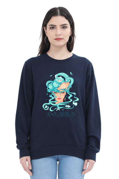 WOMEN || SWEATSHIRT || ZODIAC SIGN || ASTROLOGY || AQUARIUS || CONFIDENCE || WATER || PSYCHEDELIC ART || BIRTHDAY || GIFT FOR HER