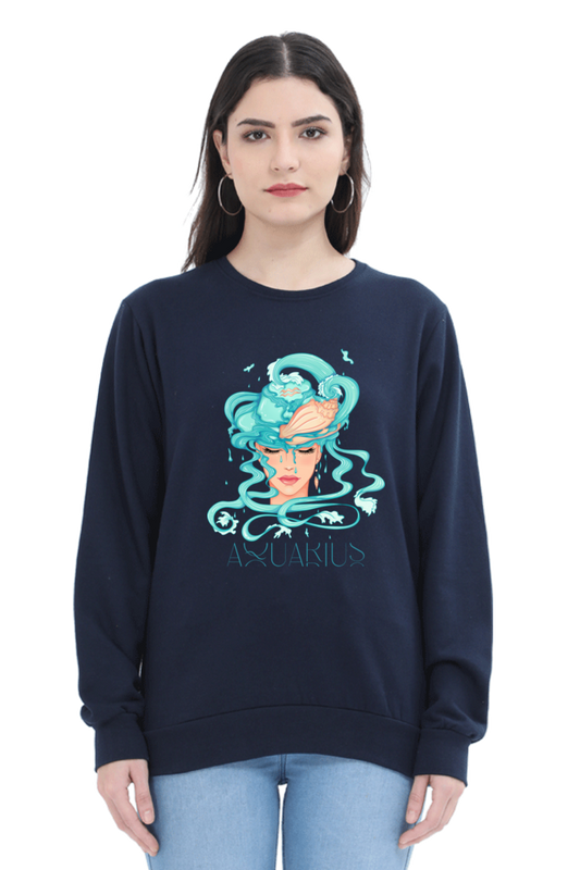 WOMEN || SWEATSHIRT || ZODIAC SIGN || ASTROLOGY || AQUARIUS || CONFIDENCE || WATER || PSYCHEDELIC ART || BIRTHDAY || GIFT FOR HER