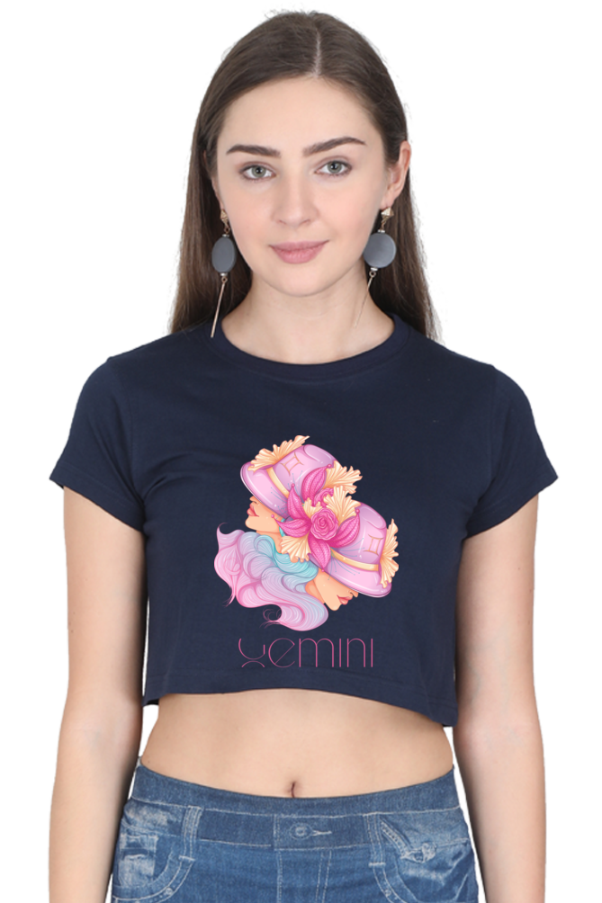 WOMEN || CROP TOP || ZODIAC SIGN || ASTROLOGY || GEMINI || FLORAL PRINT || BIRTHDAY || GIFTS FOR HER