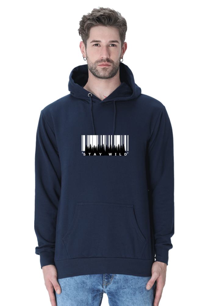 MEN || HOODIE SWEATSHIRT || BARCODE DESIGN || STAY WILD