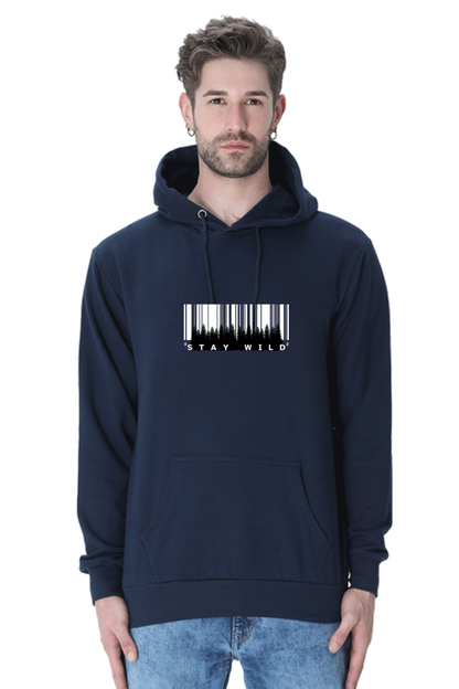 MEN || HOODIE SWEATSHIRT || BARCODE DESIGN || STAY WILD