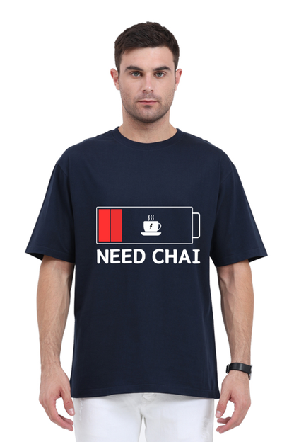 MEN || ROUND NECK OVERSIZED CLASSIC T-SHIRT || STREETWEAR || TEA LOVER || TEA ADDICT || NEED CHAI || INDIAN TEA