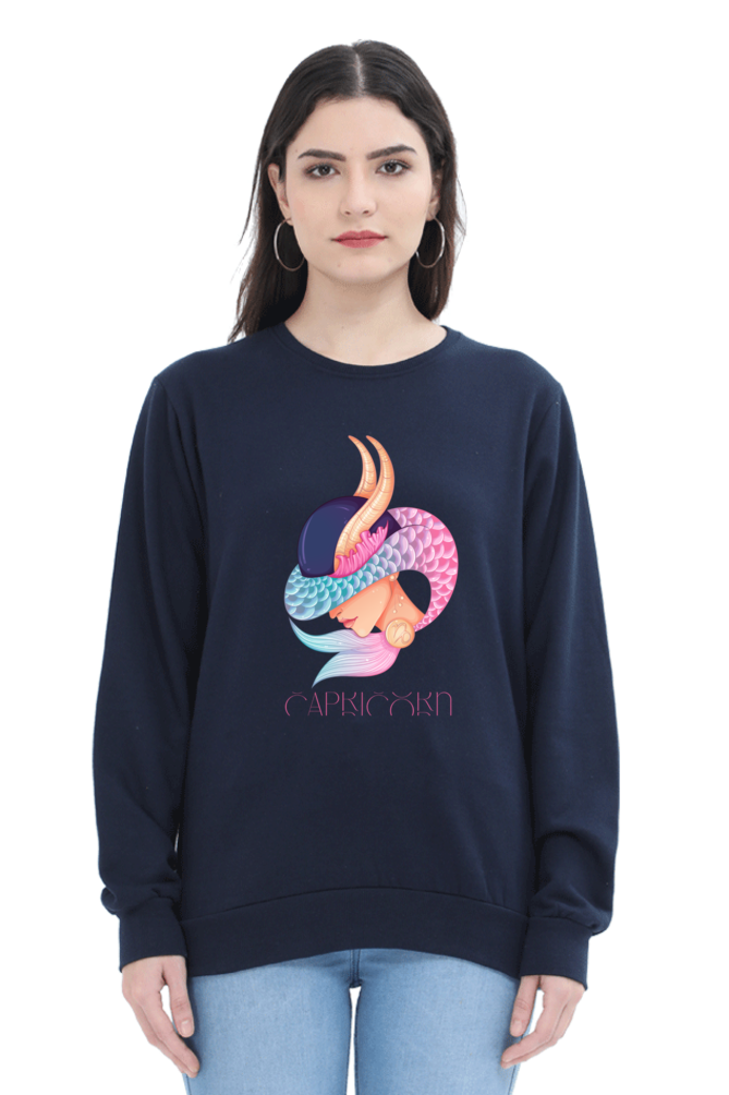 WOMEN || SWEATSHIRT || ZODIAC SIGN || ASTROLOGY || CAPRICORN || EARTH || VECTOR ART || MERMAID || HORNED GOAT || BIRTHDAY || GIFT FOR HER