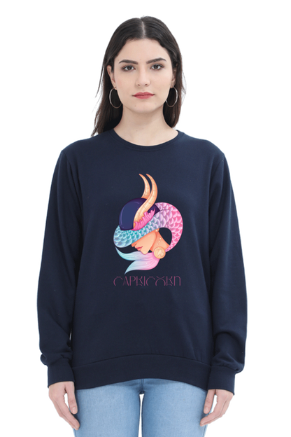 WOMEN || SWEATSHIRT || ZODIAC SIGN || ASTROLOGY || CAPRICORN || EARTH || VECTOR ART || MERMAID || HORNED GOAT || BIRTHDAY || GIFT FOR HER