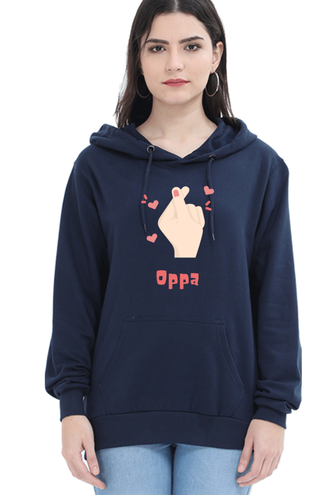 WOMEN || HOODIE SWEATSHIRT || K DRAMA OPPA FINGER HEART SARANGHAE