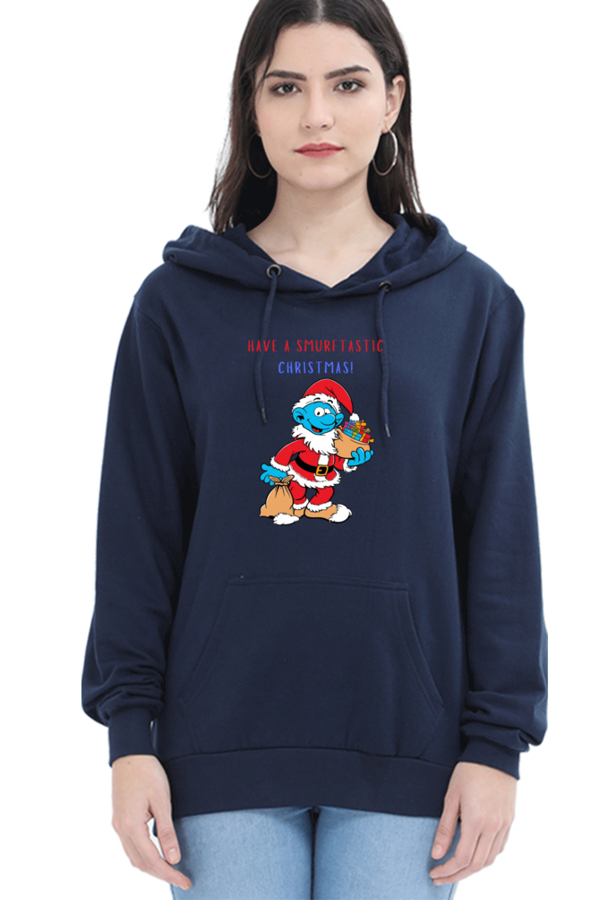 WOMEN || HOODIE SWEATSHIRT ||  FUNNY QUOTES || MERRY CHRISTMAS || SMURFS || SANTA CLAUS || CARTOON CHARACTER || SMURF SANTA || HOLIDAY FASHION || CHRISTMAS GIFTS || WINTER WEAR