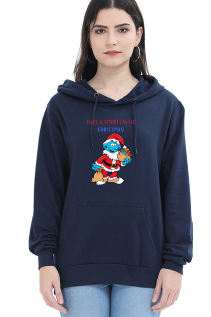 WOMEN || HOODIE SWEATSHIRT ||  FUNNY QUOTES || MERRY CHRISTMAS || SMURFS || SANTA CLAUS || CARTOON CHARACTER || SMURF SANTA || HOLIDAY FASHION || CHRISTMAS GIFTS || WINTER WEAR