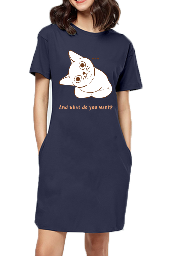 WOMEN || T-SHIRT DRESS || CAT || ANIME || ANIMAL PRINT || CAT LOVER || CUTE CAT || KITTEN || FUNNY || ANIMAL LOVER || CAT MEME || GRAPHIC DESIGN || GIFT FOR HER