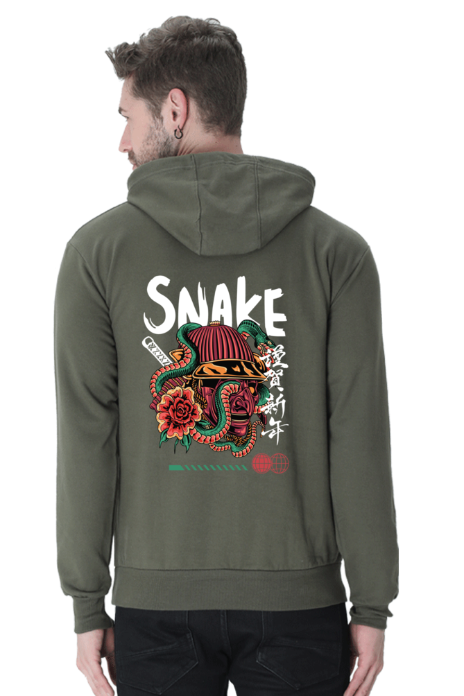 MEN || HOODIE SWEATSHIRT || STREETWEAR || JAPANESE ART || AESTHETIC || SNAKE || SAMURAI || VINTAGE || JAPANESE CULTURE || WINTER WEAR || BACK DESIGN