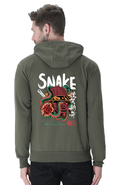 MEN || HOODIE SWEATSHIRT || STREETWEAR || JAPANESE ART || AESTHETIC || SNAKE || SAMURAI || VINTAGE || JAPANESE CULTURE || WINTER WEAR || BACK DESIGN