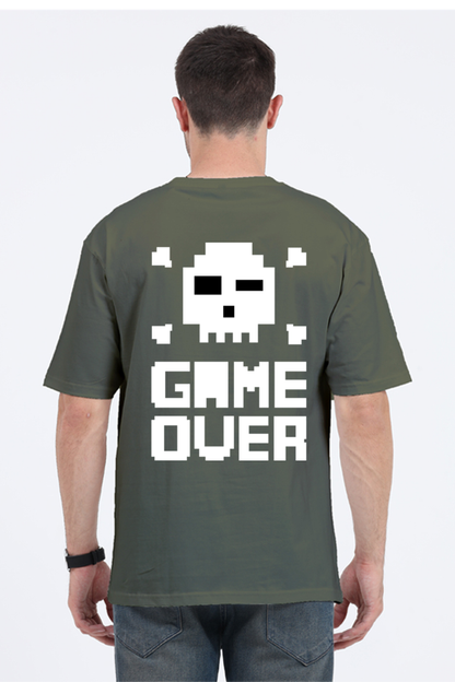 MEN || ROUND NECK OVERSIZED CLASSIC T-SHIRT || GAMING || RETRO || NINTENDO || VIDEO GAME || GAMER STYLE || GAME OVER || BACK DESIGN