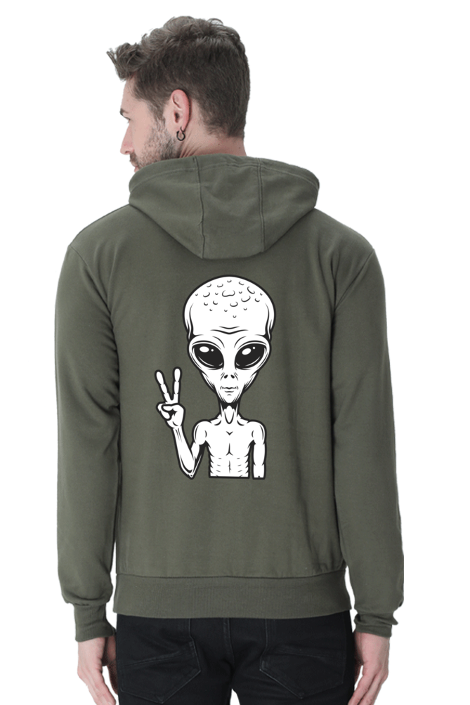 MEN || HOODIE SWEATSHIRT || CHARACTER PORTRAIT HOODIE || ALIEN PEACE SIGN