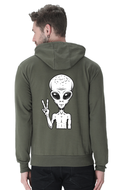 MEN || HOODIE SWEATSHIRT || CHARACTER PORTRAIT HOODIE || ALIEN PEACE SIGN