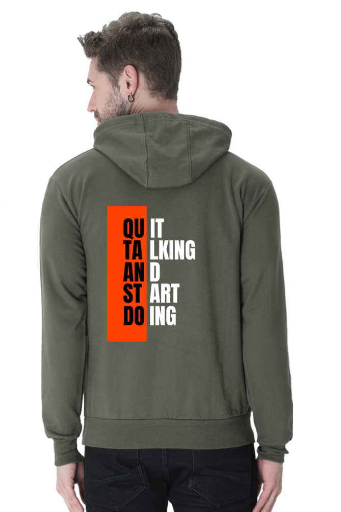 MEN || HOODIE SWEATSHIRT || MOTIVATIONAL QUOTES || QUIT TALKING AND START DOING || BACK DESIGN