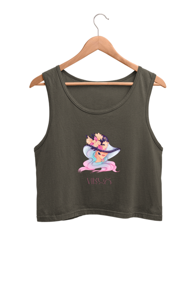 WOMEN || CROP TANK TOP || ZODIAC SIGN || ASTROLOGY || VIRGO || FLORAL PRINT || VECTOR ART || COSMIC || BIRTHDAY || GIFTS FOR HER