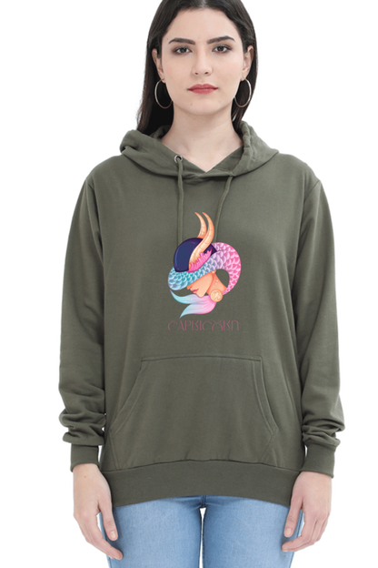 WOMEN || HOODIE SWEATSHIRT || ZODIAC SIGN || ASTROLOGY || CAPRICORN || EARTH || VECTOR ART || MERMAID || HORNED GOAT || BIRTHDAY || GIFT FOR HER