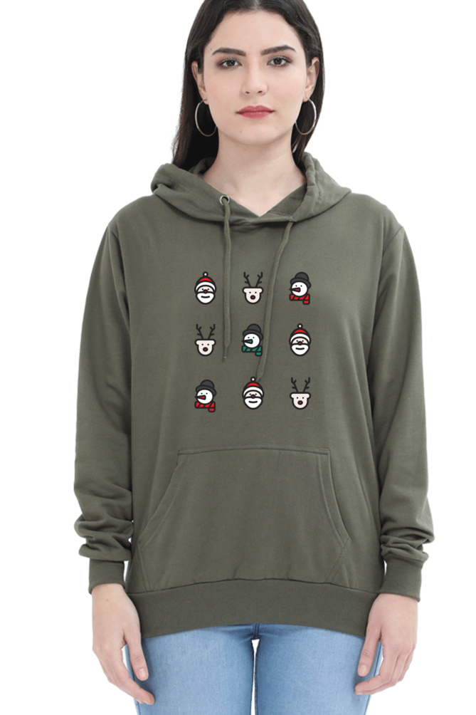 WOMEN || HOODIE SWEATSHIRT || MERRY CHRISTMAS || CHRISTMAS ICON || STREETWEAR || SANTA CLAUS || REINDEER || SNOWMAN || HOLIDAY FASHION || MINIMALIST || CHRISTMAS GIFTS || WINTER WEAR