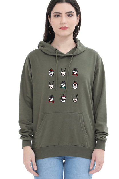 WOMEN || HOODIE SWEATSHIRT || MERRY CHRISTMAS || CHRISTMAS ICON || STREETWEAR || SANTA CLAUS || REINDEER || SNOWMAN || HOLIDAY FASHION || MINIMALIST || CHRISTMAS GIFTS || WINTER WEAR