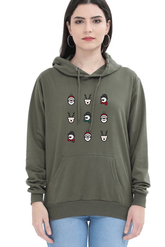 WOMEN || HOODIE SWEATSHIRT || MERRY CHRISTMAS || CHRISTMAS ICON || STREETWEAR || SANTA CLAUS || REINDEER || SNOWMAN || HOLIDAY FASHION || MINIMALIST || CHRISTMAS GIFTS || WINTER WEAR