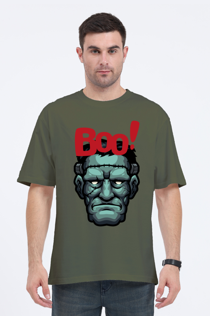 MEN || ROUND NECK OVERSIZED CLASSIC T-SHIRT || STREETWEAR || MONSTER || FRANKENSTEIN || GRAPHIC DESIGN || HALLOWEEN