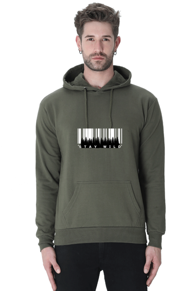 MEN || HOODIE SWEATSHIRT || BARCODE DESIGN || STAY WILD