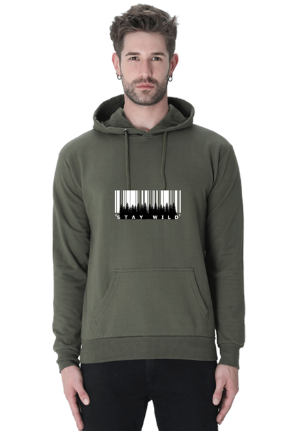 MEN || HOODIE SWEATSHIRT || BARCODE DESIGN || STAY WILD