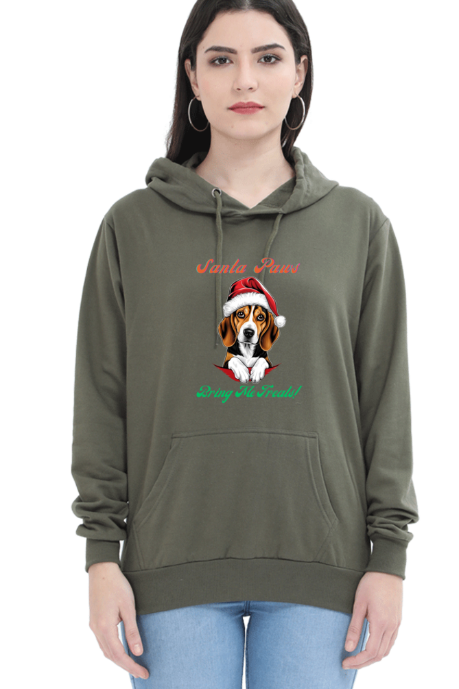 WOMEN || HOODIE SWEATSHIRT || MERRY CHRISTMAS || DOG LOVER || CUTE DOG || BEAGLE || SANTA CLAUS || CHRISTMAS GIFT || GIFT IDEAS || WINTER WEAR