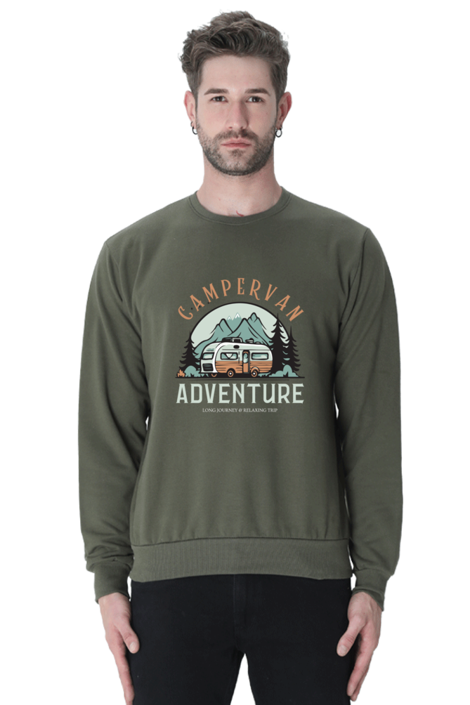 MEN || SWEATSHIRT || CAMPERVAN || CAMPER || RV || TRAVEL || ADVENTURE || OUTDOOR || HIKING || CAMPING || ROAD TRIP || NATURE || MOUNTAIN || FOREST || LANDSCAPE || VINTAGE || RETRO || WINTER WEAR