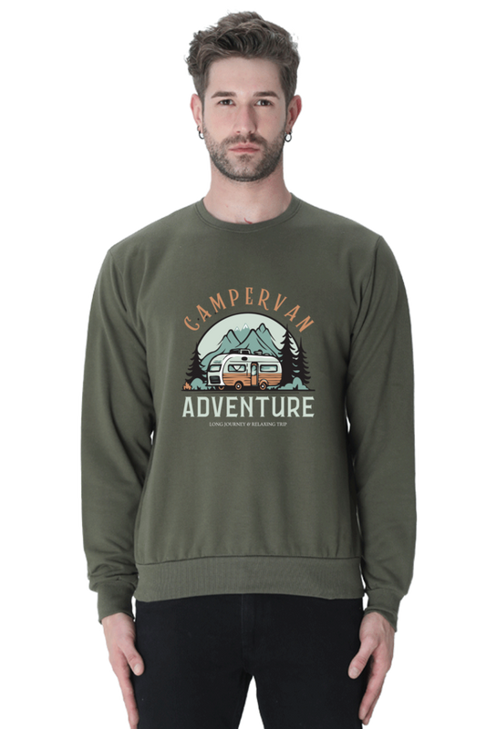 MEN || SWEATSHIRT || CAMPERVAN || CAMPER || RV || TRAVEL || ADVENTURE || OUTDOOR || HIKING || CAMPING || ROAD TRIP || NATURE || MOUNTAIN || FOREST || LANDSCAPE || VINTAGE || RETRO || WINTER WEAR