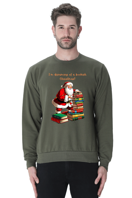 MEN || SWEATSHIRT || MERRY CHRISTMAS || STREETWEAR || BOOKWORM || BOOK LOVER || SANTA CLAUS || READER || HOLIDAY FASHION || CUTE SANTA || GRAPHIC DESIGN || CHRISTMAS GIFTS || WINTER WEAR