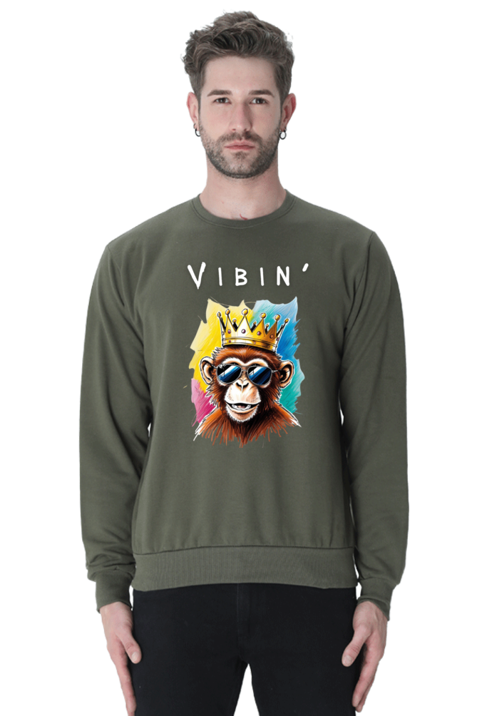 MEN || SWEATSHIRT || STREETWEAR || STREET ART || POSITIVE VIBES || BLACK COLOUR || MONKEY || WINTER WEAR || FASHION