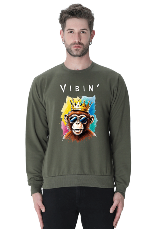 MEN || SWEATSHIRT || STREETWEAR || STREET ART || POSITIVE VIBES || BLACK COLOUR || MONKEY || WINTER WEAR || FASHION