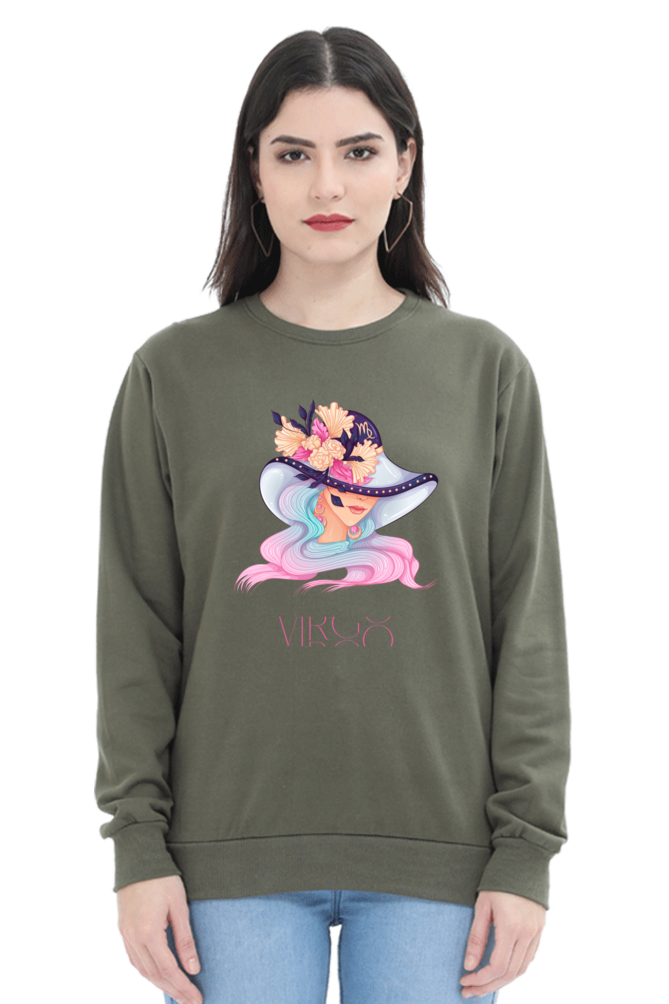 WOMEN || SWEATSHIRT || ZODIAC SIGN || ASTROLOGY || VIRGO || FLORAL PRINT || VECTOR ART || COSMIC || BIRTHDAY || GIFTS FOR HER