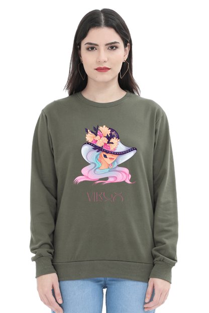 WOMEN || SWEATSHIRT || ZODIAC SIGN || ASTROLOGY || VIRGO || FLORAL PRINT || VECTOR ART || COSMIC || BIRTHDAY || GIFTS FOR HER