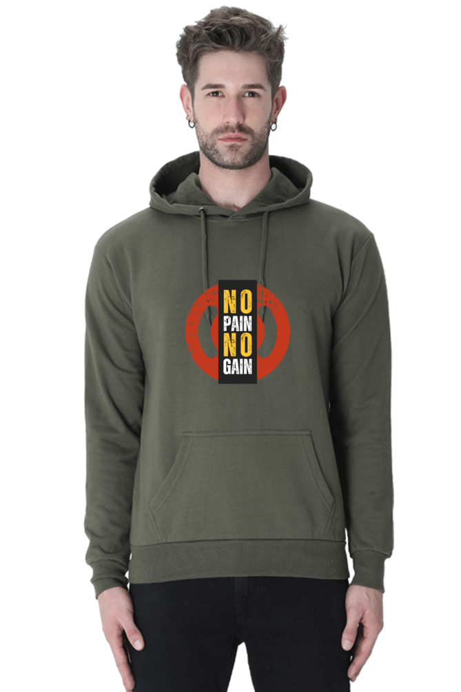 MEN || HOODIE SWEATSHIRT || MOTIVATIONAL QUOTE || NO PAIN NO GAIN