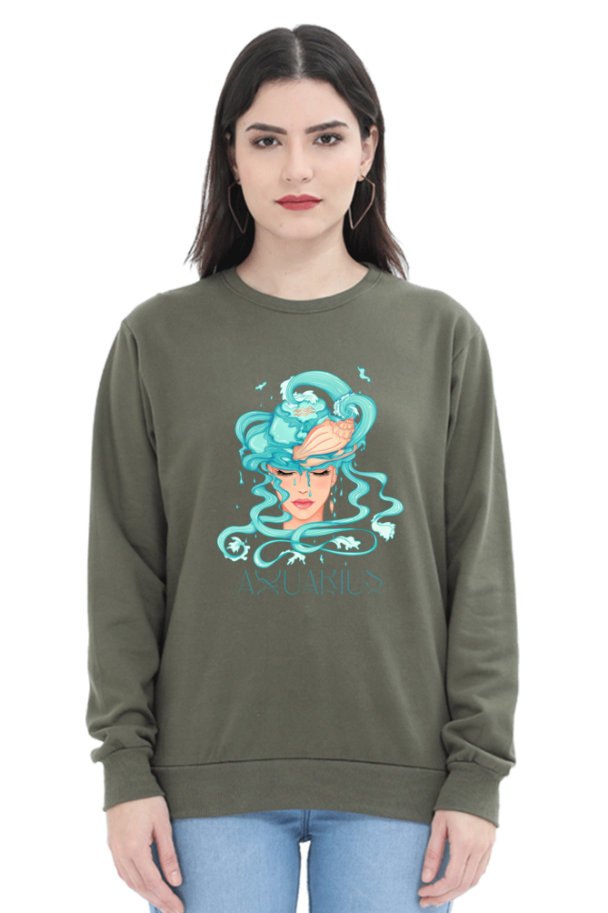 WOMEN || SWEATSHIRT || ZODIAC SIGN || ASTROLOGY || AQUARIUS || CONFIDENCE || WATER || PSYCHEDELIC ART || BIRTHDAY || GIFT FOR HER