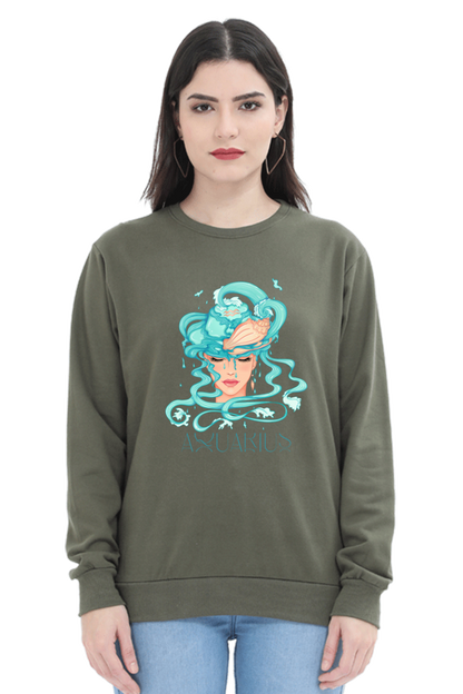 WOMEN || SWEATSHIRT || ZODIAC SIGN || ASTROLOGY || AQUARIUS || CONFIDENCE || WATER || PSYCHEDELIC ART || BIRTHDAY || GIFT FOR HER